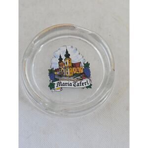 Ashtray-Vintage Maria Taferl Austria Souvenir Clear Glass